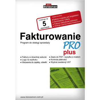 Fakturowanie PRO Plus - 1 firma / 5 stanowisk